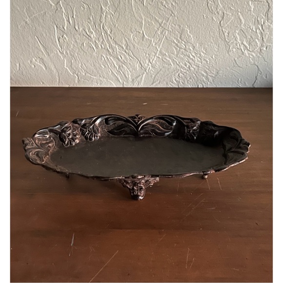 ✨Art Nouveau Style Organic Floral Ornate Design Brass Metal Decorative Tray✨ - Picture 5 of 8